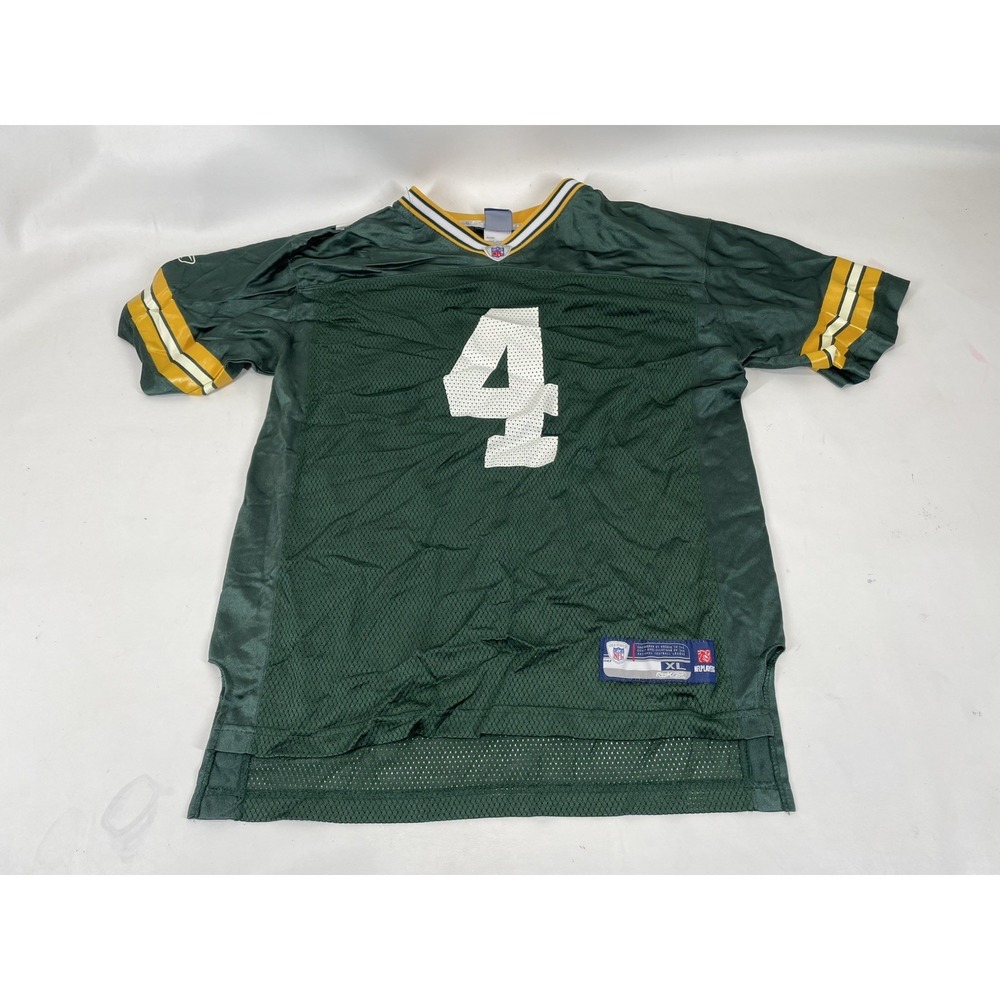 Green Bay Packers Brett Favre Jersey youth Size XL 18-20 Reebok NFL Green